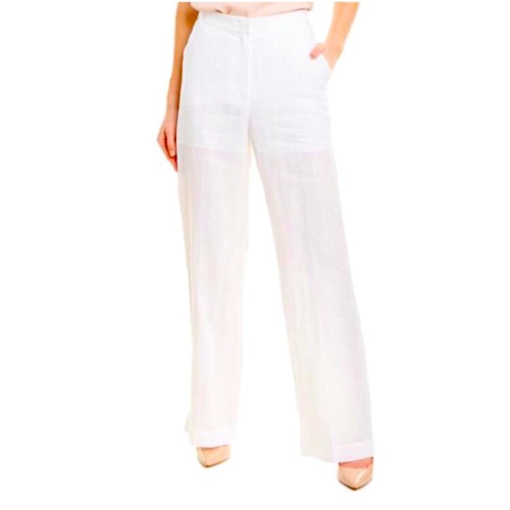 Escada White High Waisted Wide Leg Pants
